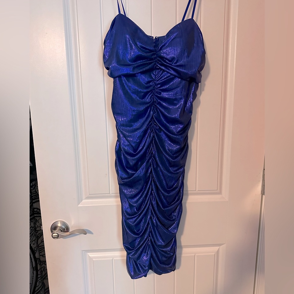 Dark Blue knee length/mid thigh cinched dress